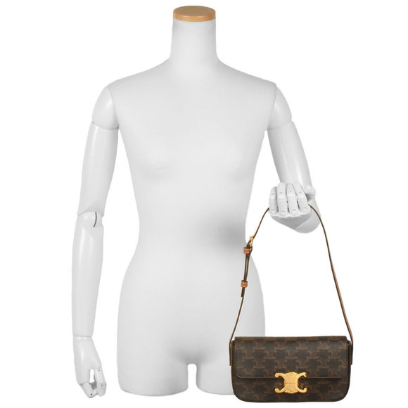 Celine Triomphe One-Shoulder Bag Canvas Leather Black - Picture 7 of 7